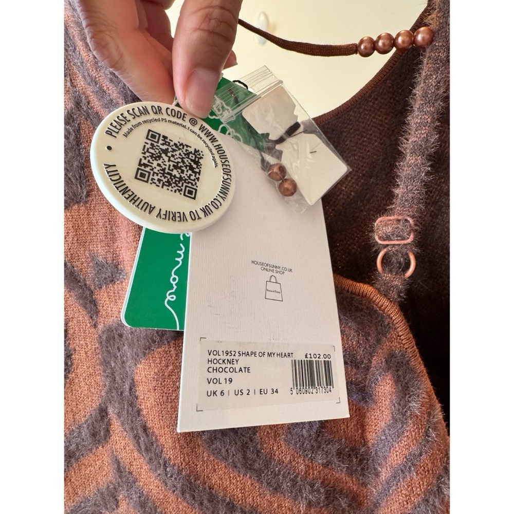 House of Sunny Shape Of My Heart Hockney Midi Dress in Chocolate, X-Small, NWT - Picture 10 of 11